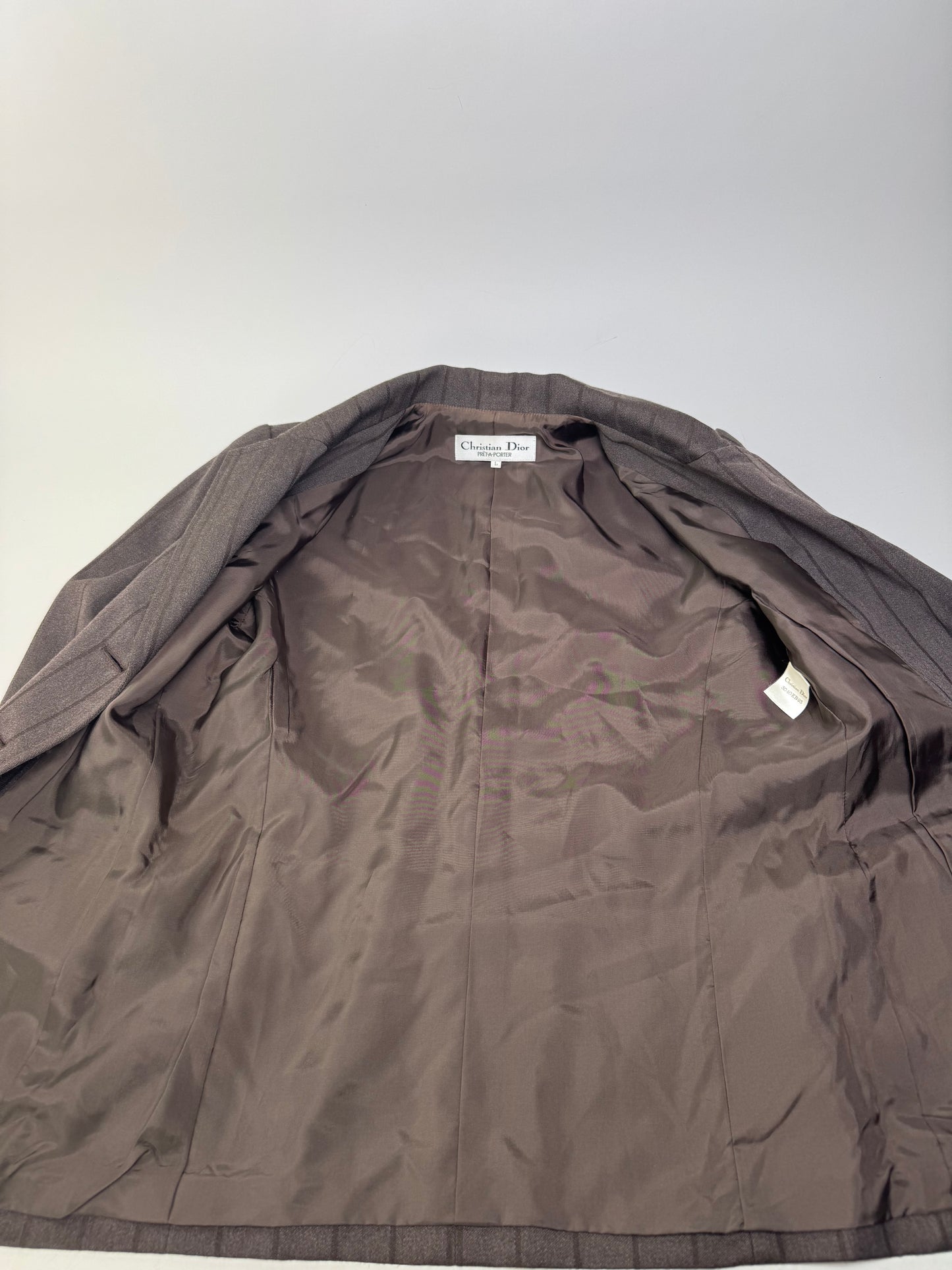 Vintage Dior Wool Blend Pinstripe Blazer Brown L