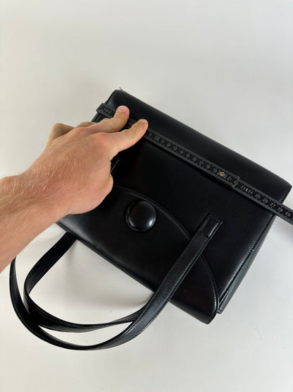 Vintage Givenchy Structured Leather Handbag Black Gold