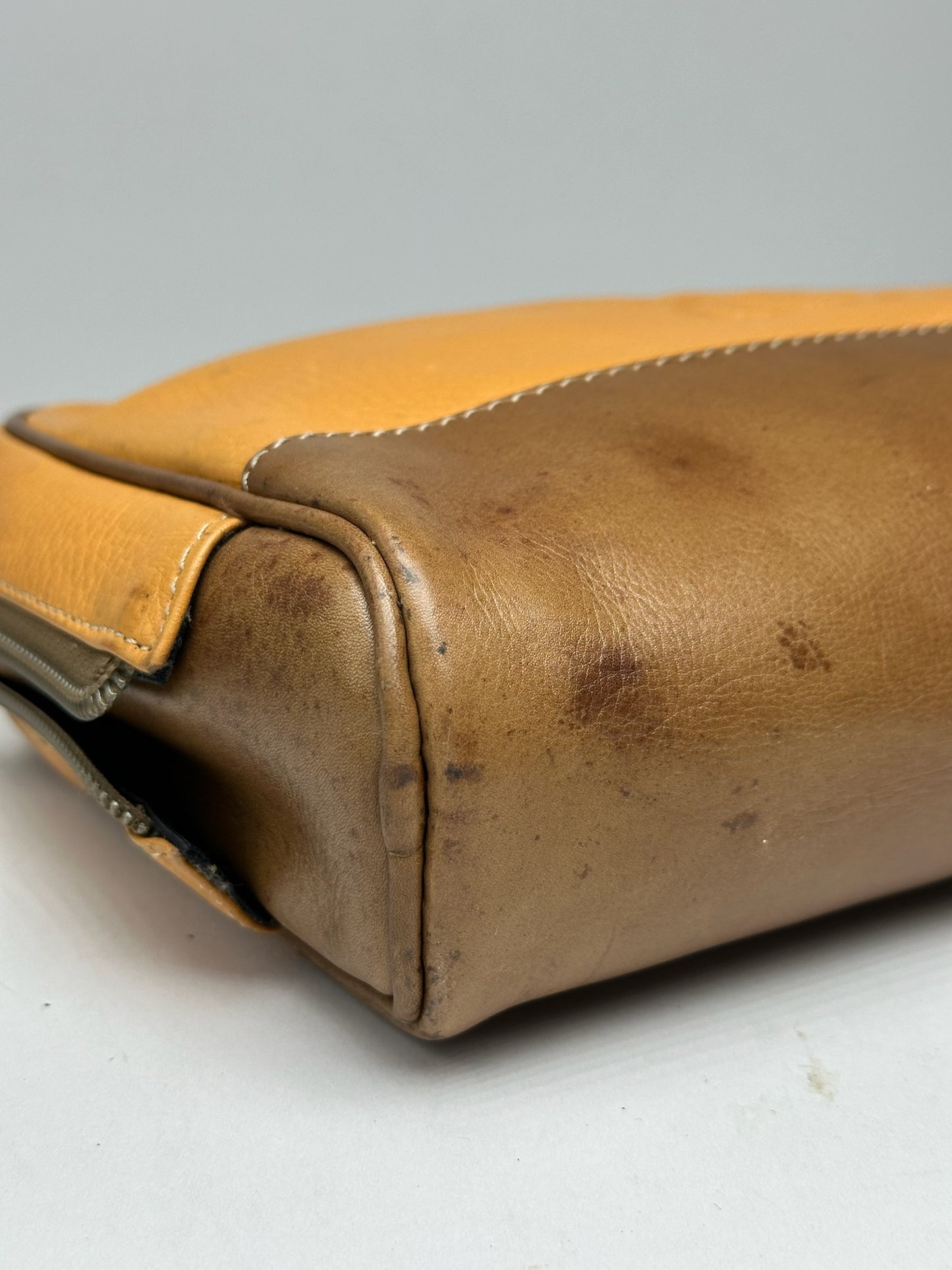 Vintage Loewe Madrid leather cosmetic bag mango