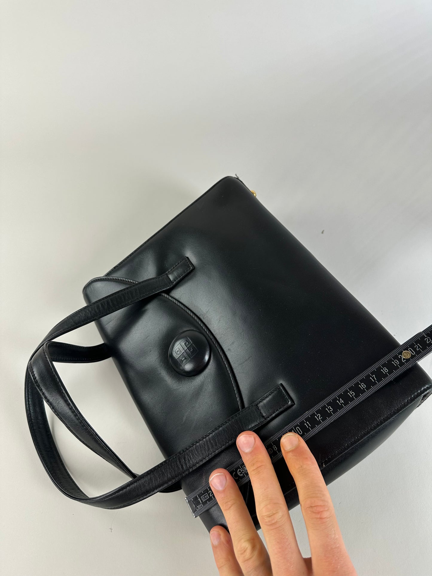 Vintage Givenchy Structured Leather Handbag Black Gold