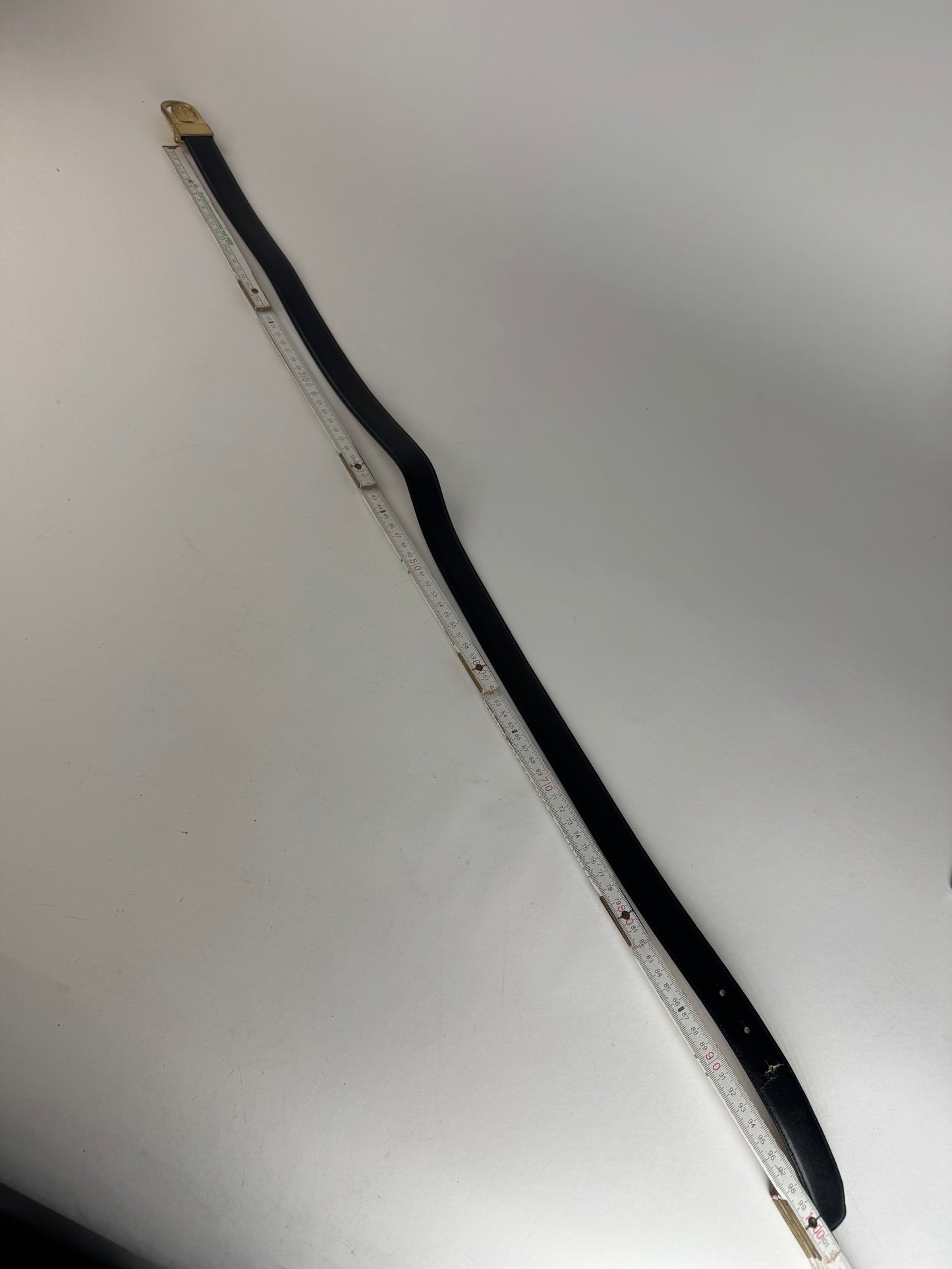 Vintage Celine Paris Carriage Logo Leather Belt Black