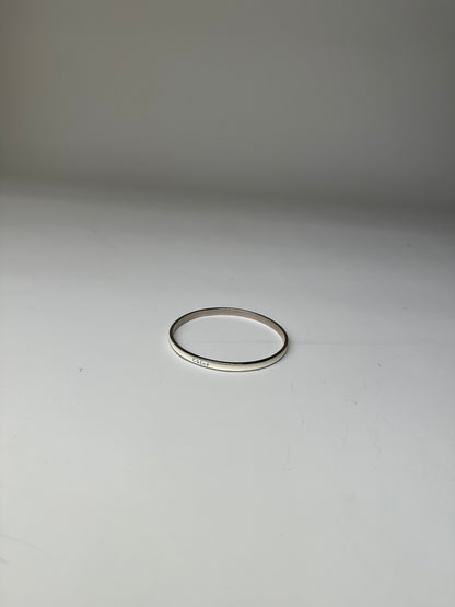 Vintage Chloé Enamel Sterling Silver Bangle Cream Silver