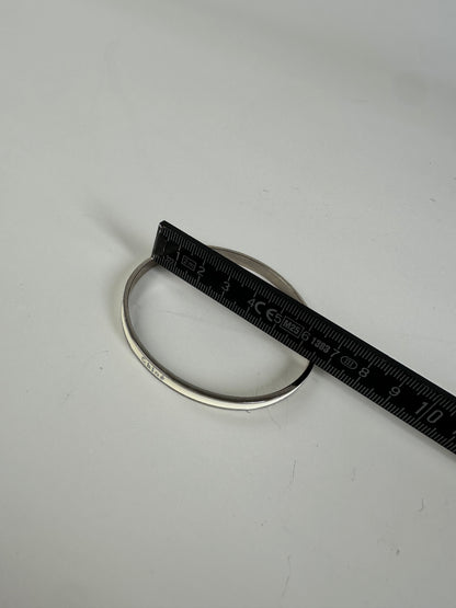 Vintage Chloé Enamel Sterling Silver Bangle Cream Silver