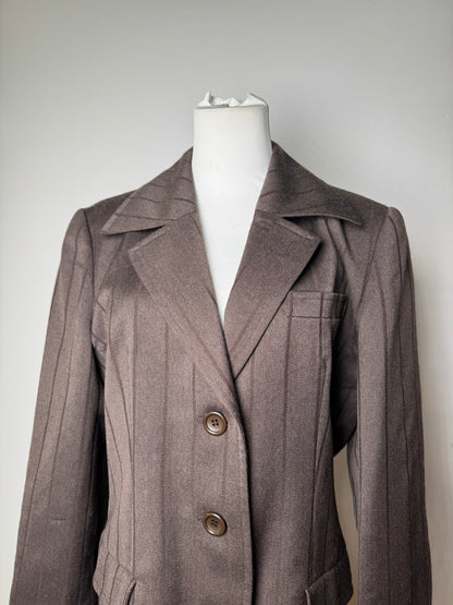 Vintage Dior Wool Blend Pinstripe Blazer Brown L
