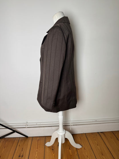 Vintage Dior Wool Blend Pinstripe Blazer Brown L