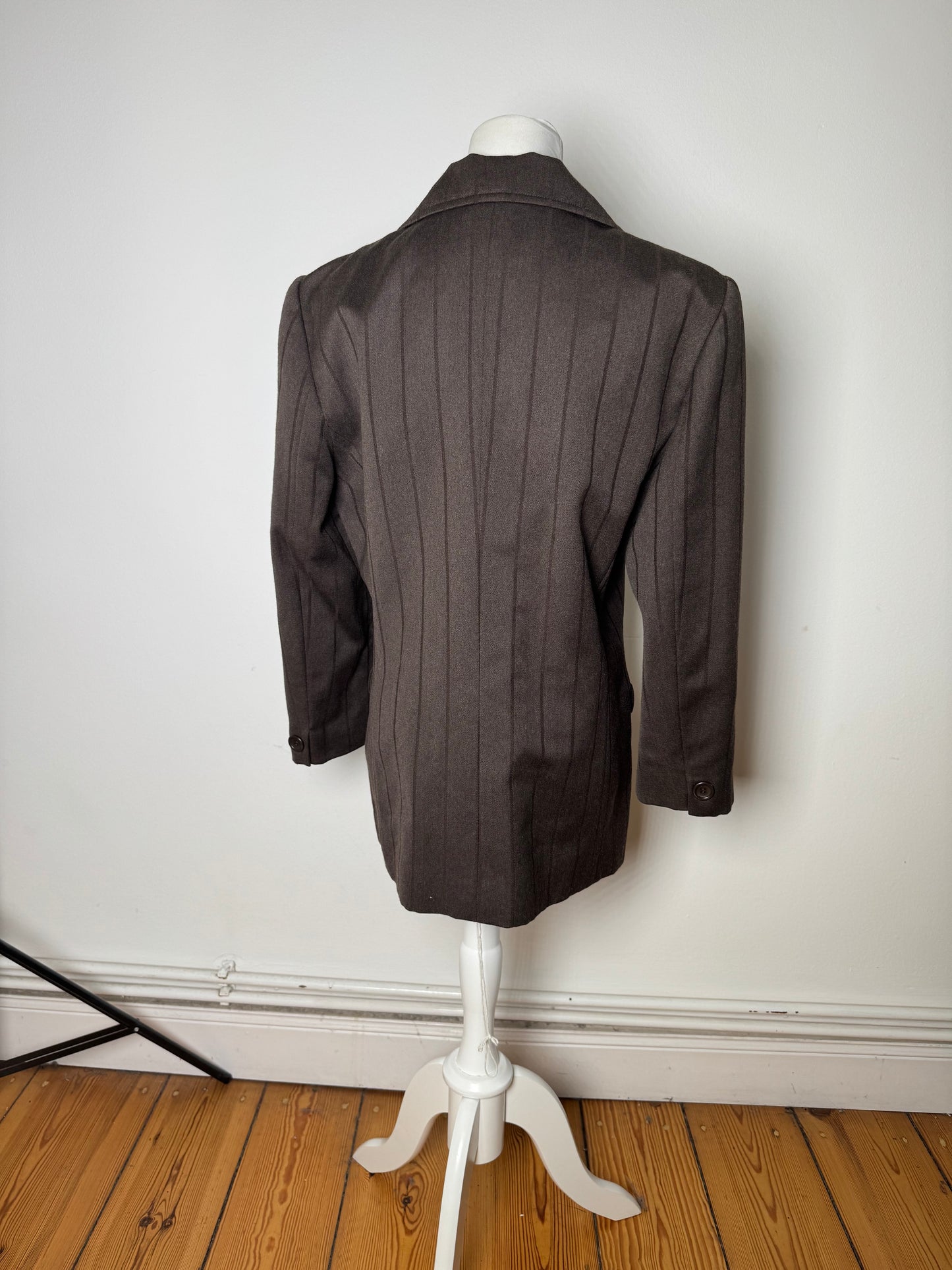 Vintage Dior Wool Blend Pinstripe Blazer Brown L