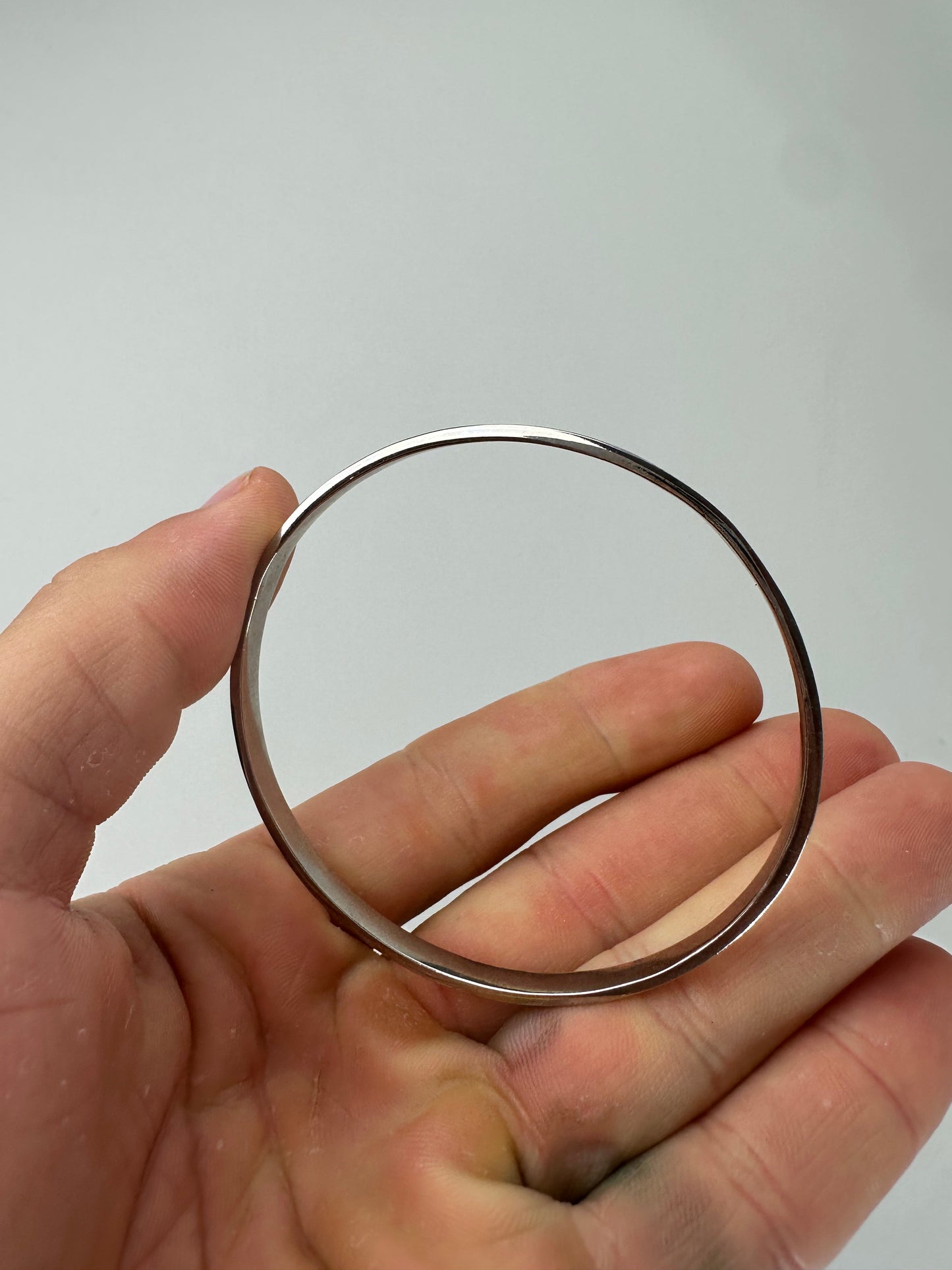 Vintage Chloé Enamel Sterling Silver Bangle Cream Silver