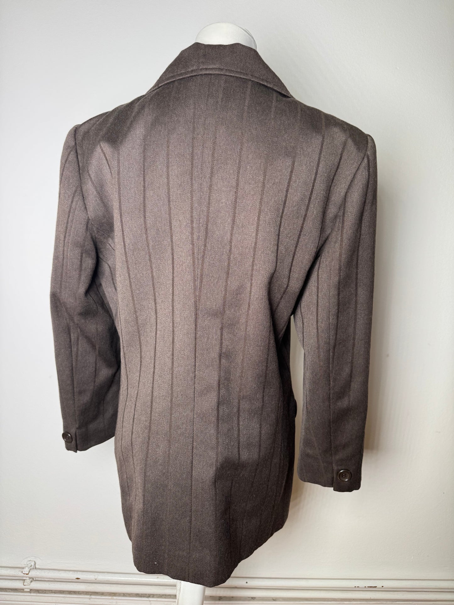 Vintage Dior Wool Blend Pinstripe Blazer Brown L