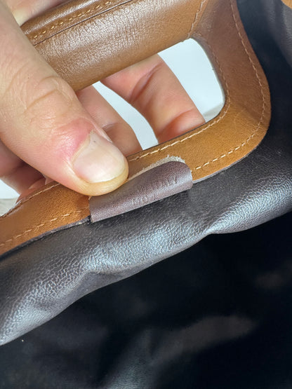 Vintage Celine Paris C Monogram Leather tote bag brown beige