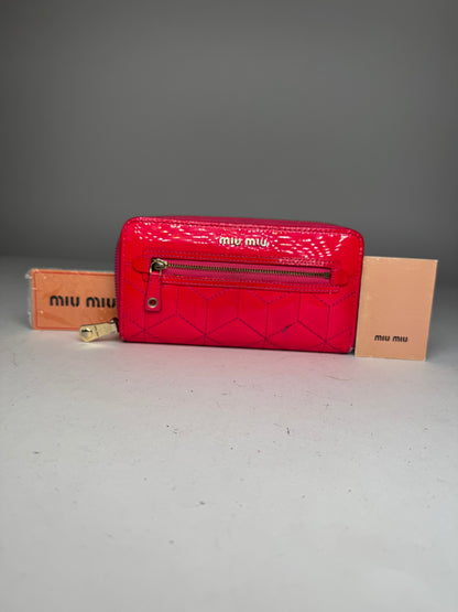 Vintage Miu Miu Patent Leather Wallet pink Zipper Off