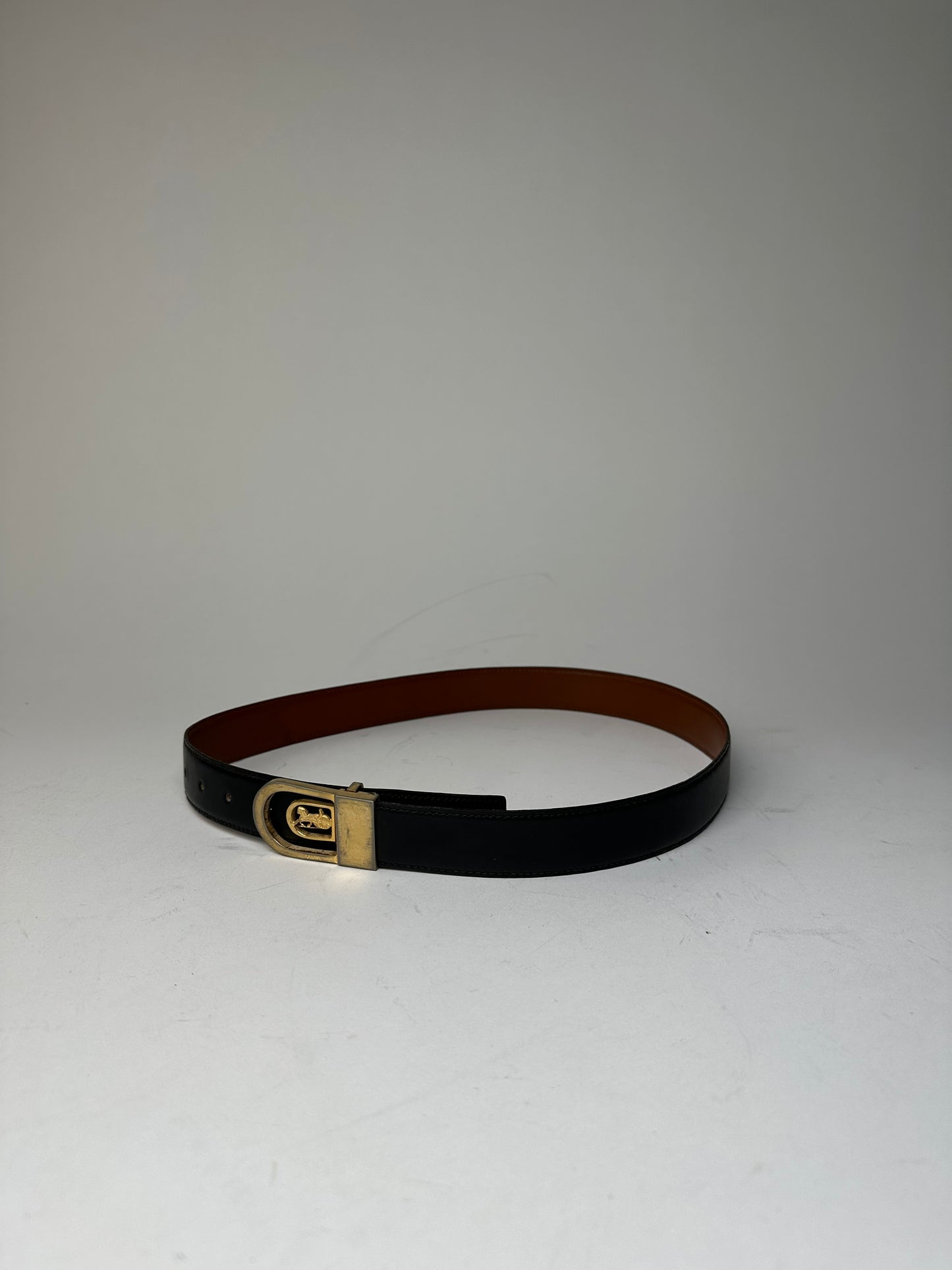 Vintage Celine Paris Leather Belt Black