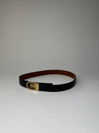 Vintage Celine Paris Leather Belt Black