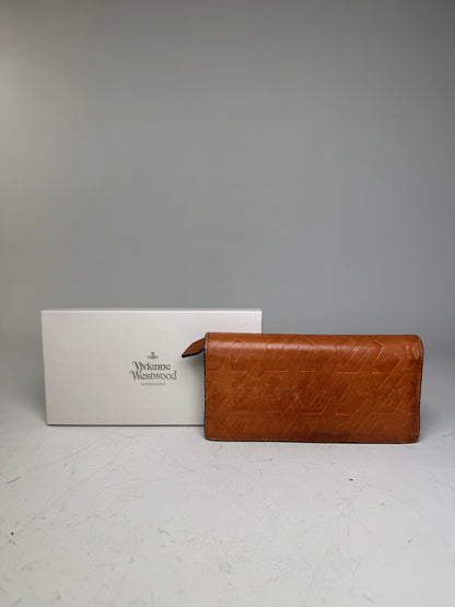 Vintage Vivienne Westwood Abstract Print Leather Wallet Tan