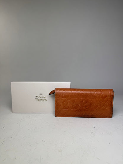 Vintage Vivienne Westwood Abstract Print Leather Wallet Tan