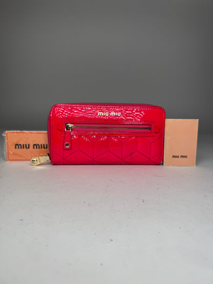 Vintage Miu Miu Patent Leather Wallet pink Zipper Off