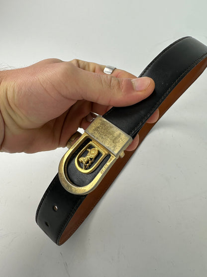 Vintage Celine Paris Leather Belt Black