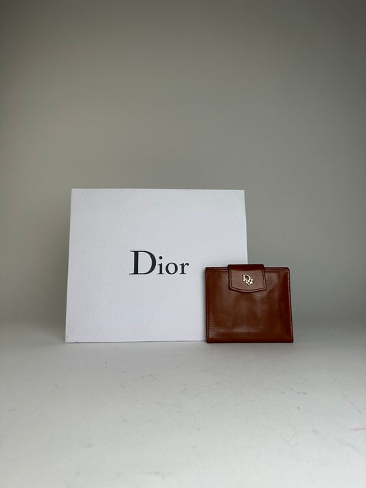 Vintage Dior Paris-New York Leather Bifold Wallet Cognac