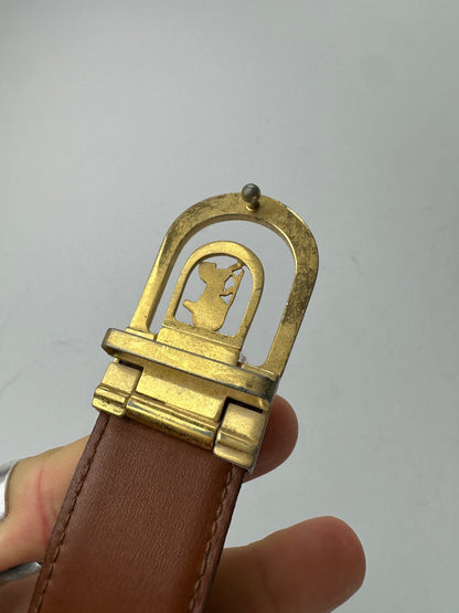 Vintage Celine Paris Leather Belt Black