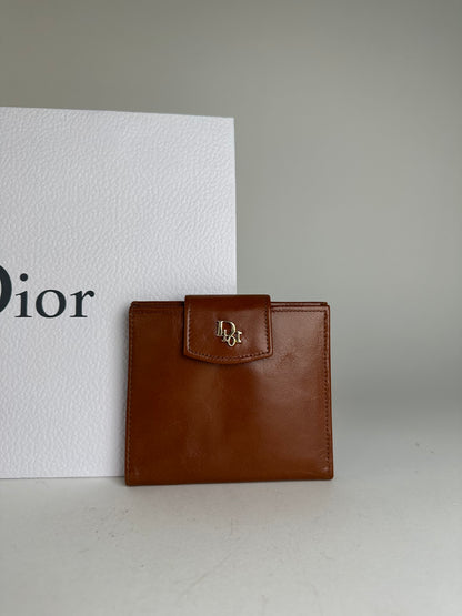 Vintage Dior Paris-New York Leather Bifold Wallet Cognac