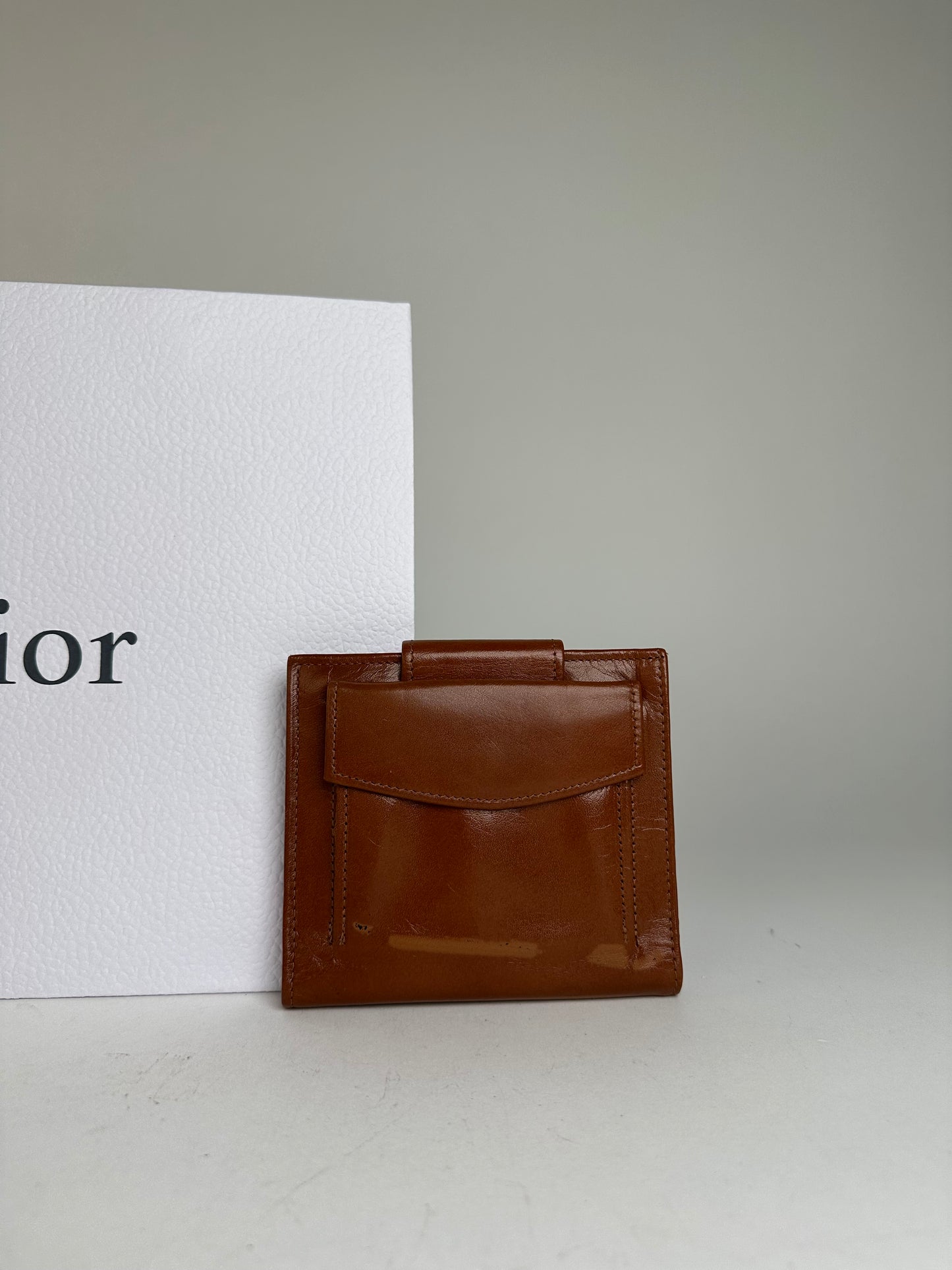 Vintage Dior Paris-New York Leather Bifold Wallet Cognac