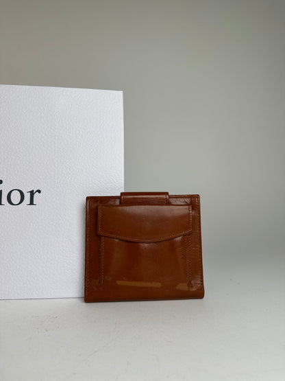 Vintage Dior Paris-New York Leather Bifold Wallet Cognac
