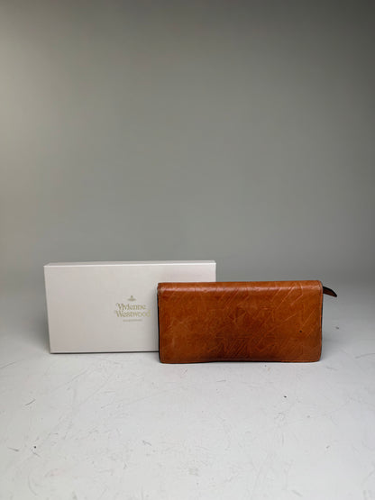 Vintage Vivienne Westwood Abstract Print Leather Wallet Tan