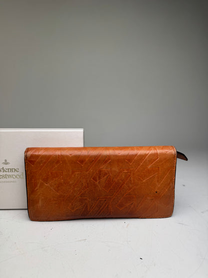 Vintage Vivienne Westwood Abstract Print Leather Wallet Tan
