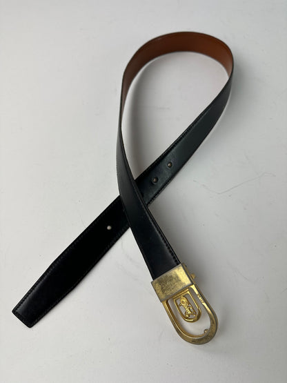 Vintage Celine Paris Leather Belt Black