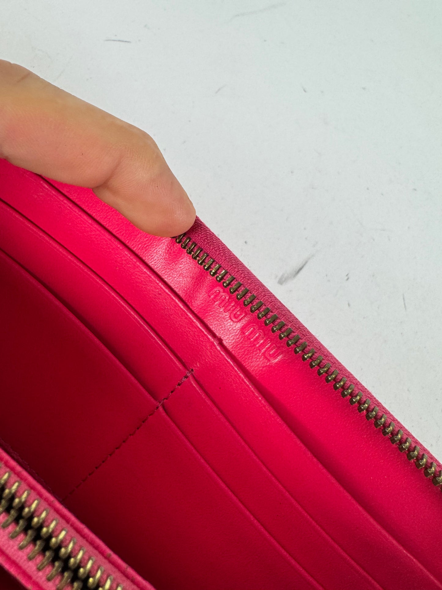 Vintage Miu Miu Patent Leather Wallet pink Zipper Off