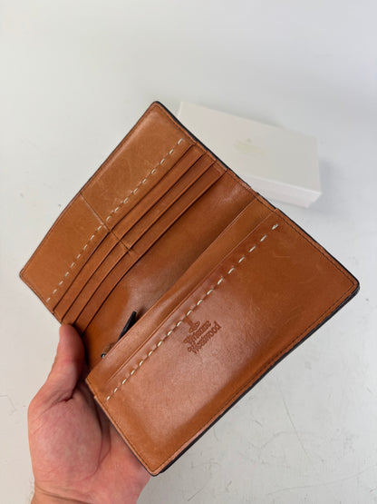 Vintage Vivienne Westwood Abstract Print Leather Wallet Tan