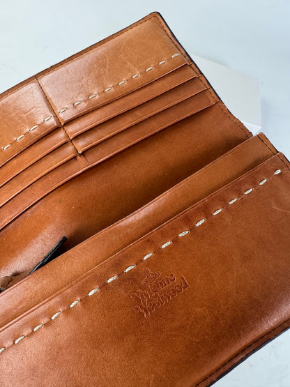 Vintage Vivienne Westwood Abstract Print Leather Wallet Tan