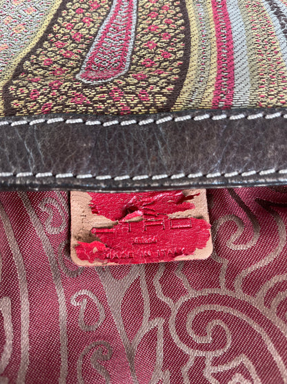 Vintage Etro Patterned Textile Shoulder Bag Tan Rust Magenta