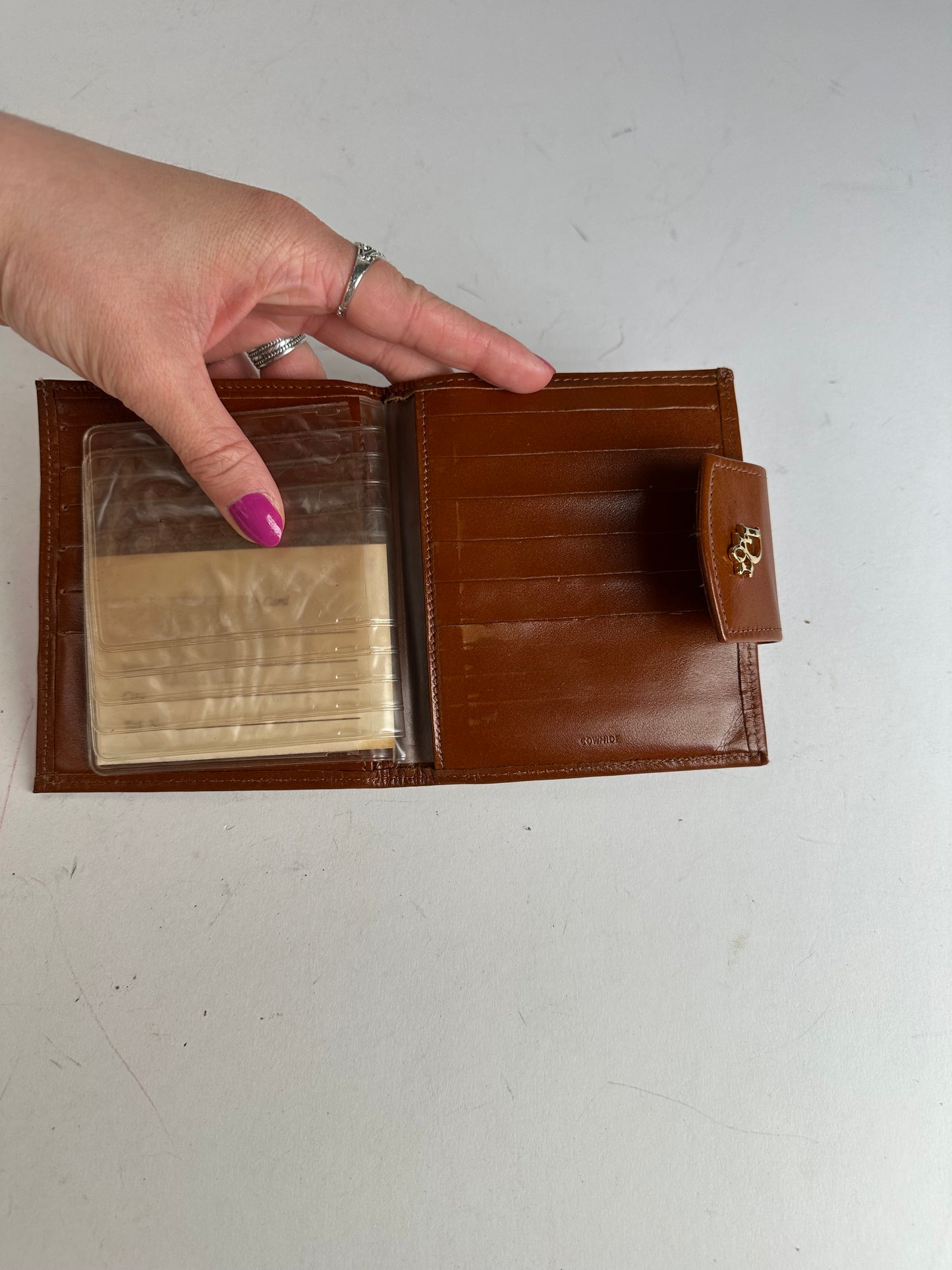 Vintage Dior Paris-New York Leather Bifold Wallet Cognac