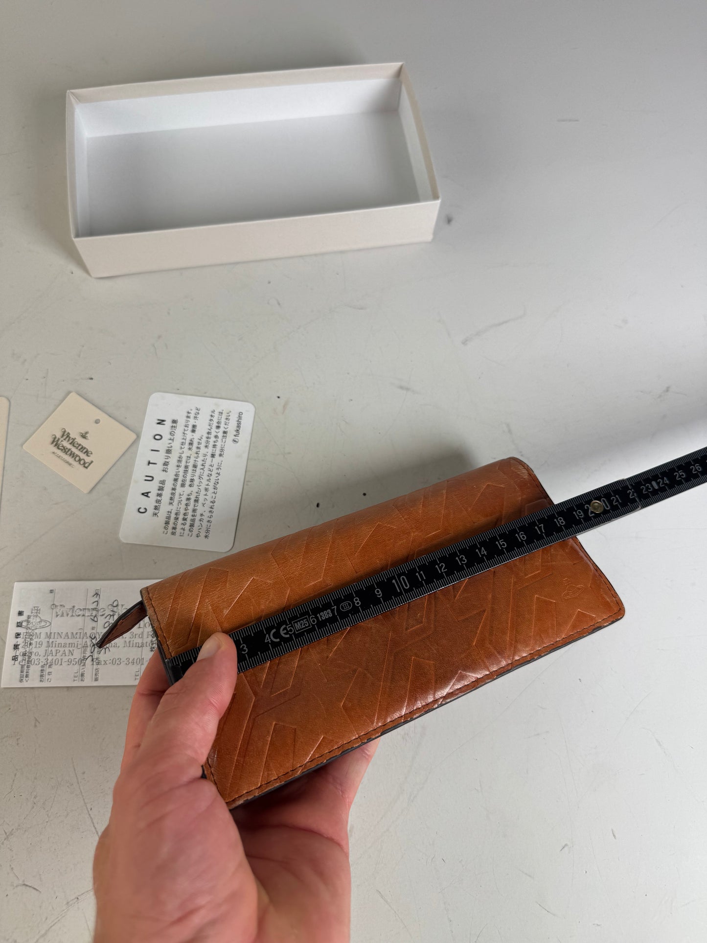 Vintage Vivienne Westwood Abstract Print Leather Wallet Tan