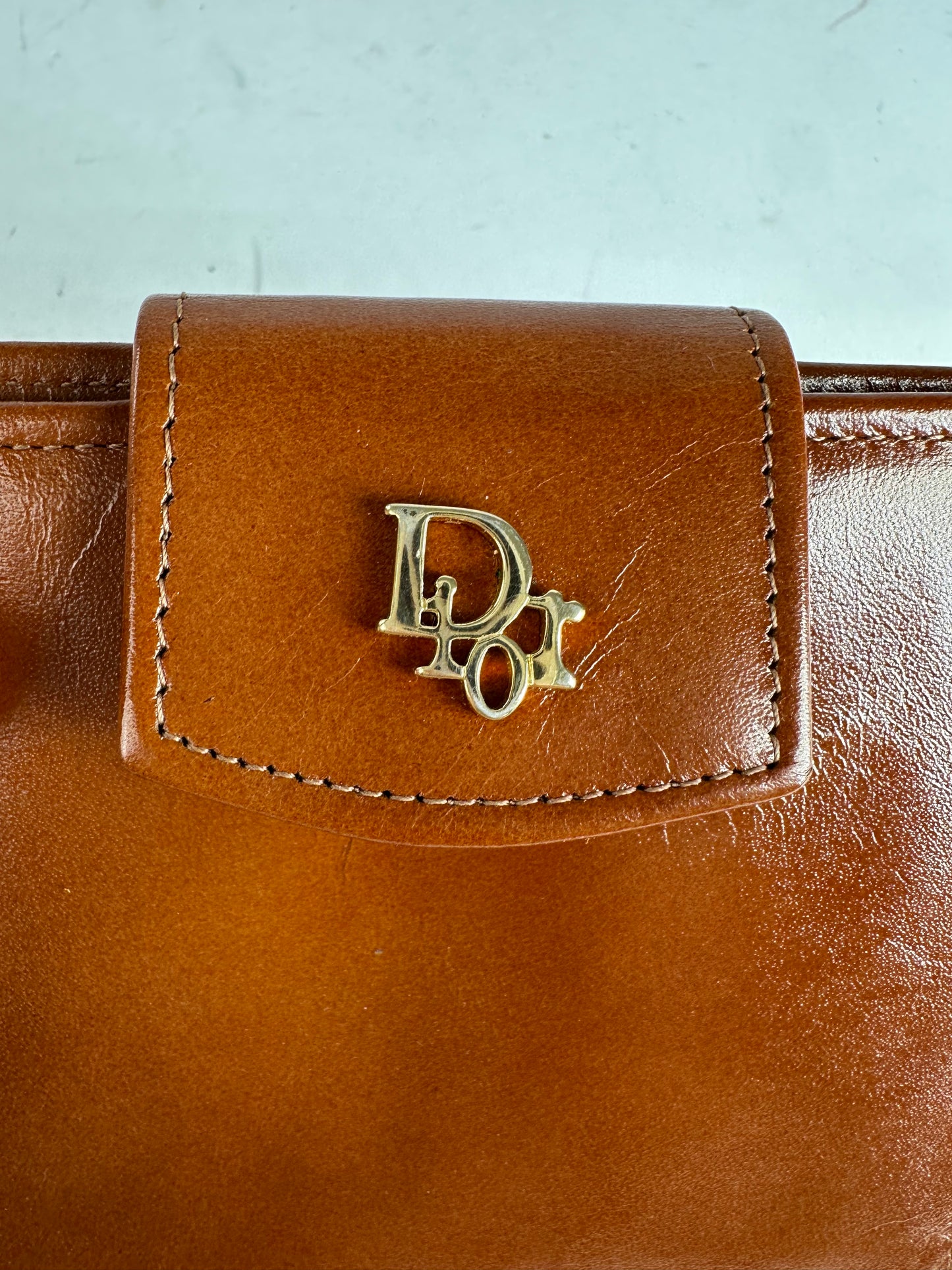 Vintage Dior Paris-New York Leather Bifold Wallet Cognac