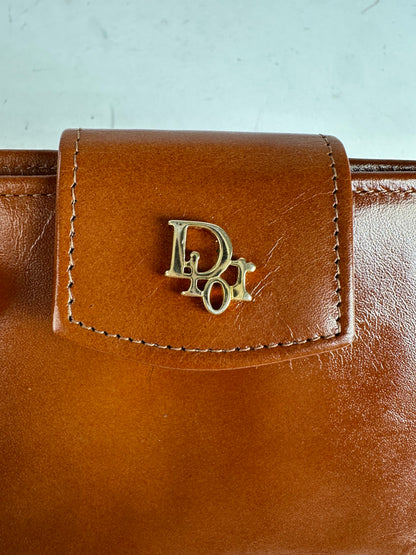 Vintage Dior Paris-New York Leather Bifold Wallet Cognac