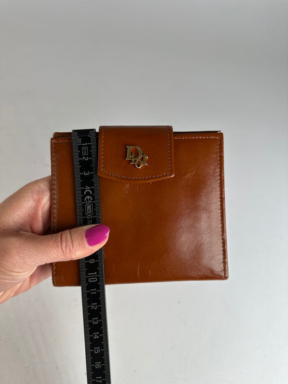 Vintage Dior Paris-New York Leather Bifold Wallet Cognac