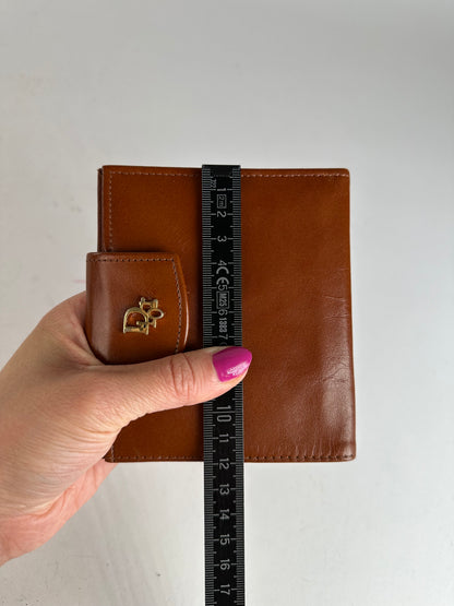 Vintage Dior Paris-New York Leather Bifold Wallet Cognac