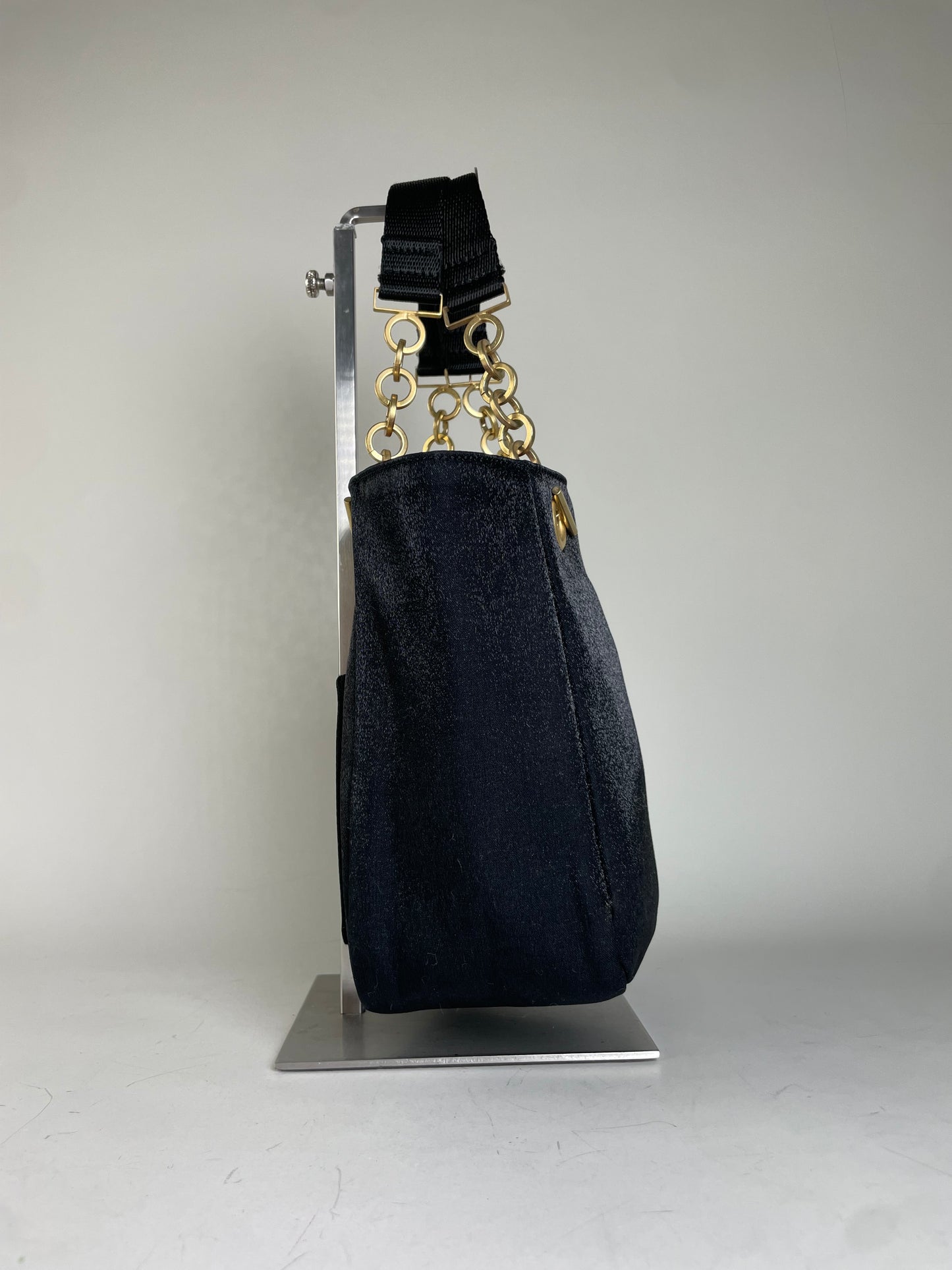 Vintage Yves Saint Laurent Chain Tote Black Red Gold