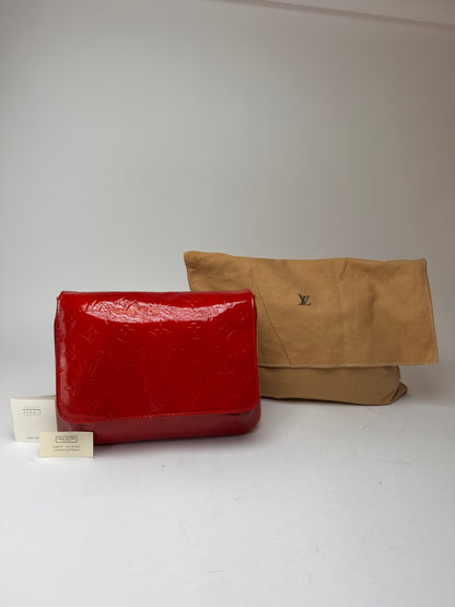 Vintagw Louis Vuitton Vernis Leather Monogram Clutch Red