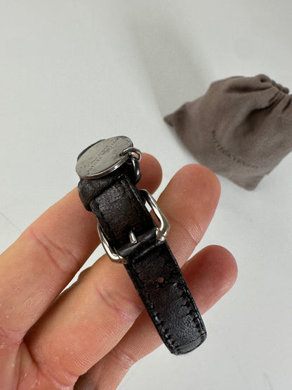 Vintage Bottega Veneta Woven Leather Bracelet Dark Brown Silver