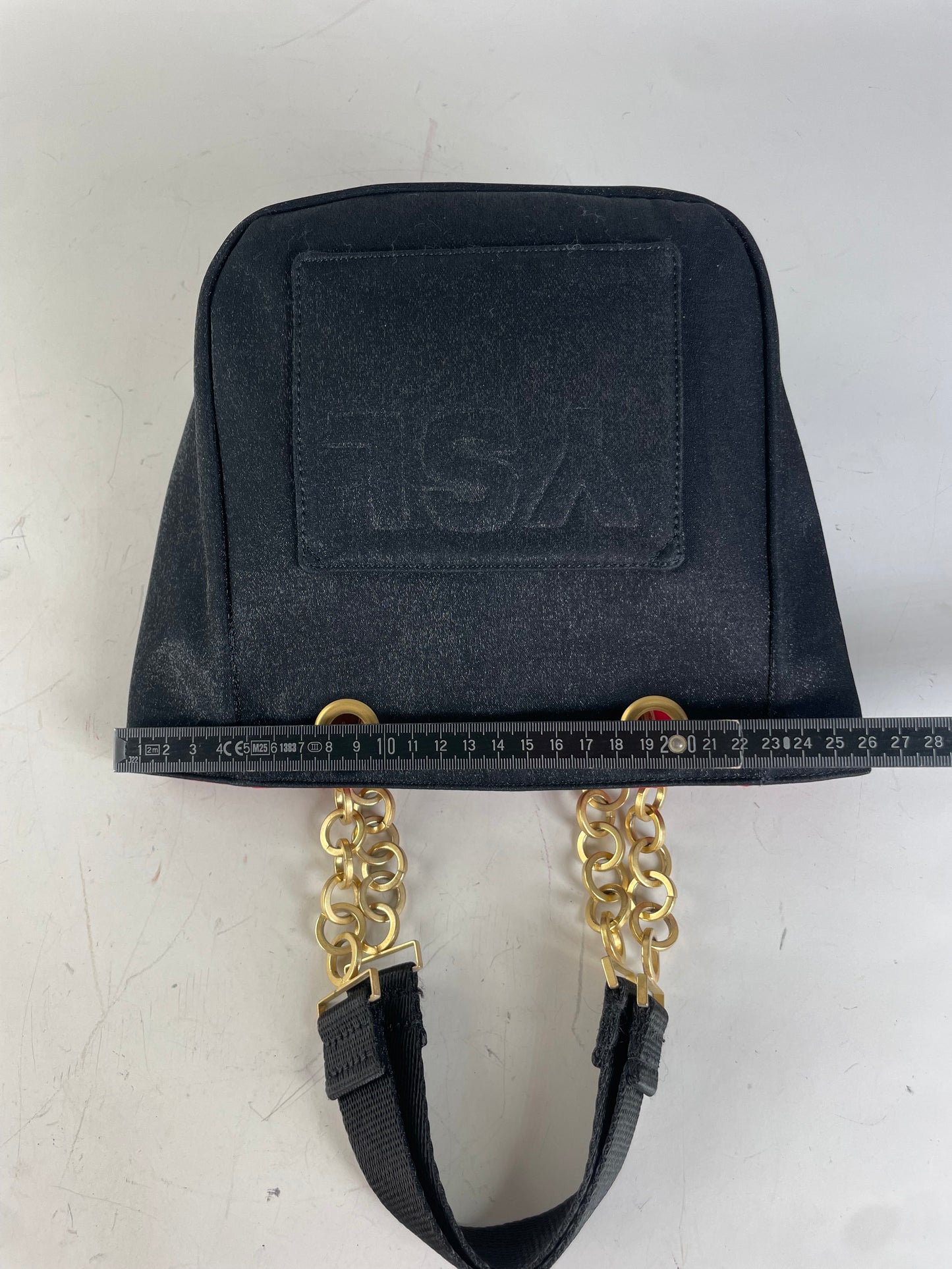 Vintage Yves Saint Laurent Chain Tote Black Red Gold