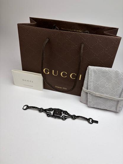 Vintage Gucci Signora Stainless Steel Bracelet Watch Black c. 2000s