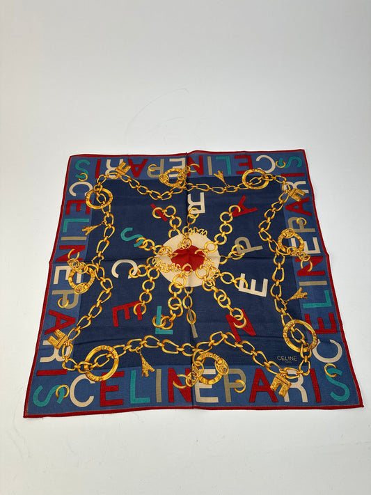 Vintage Celine Scarf Navy Multicolor