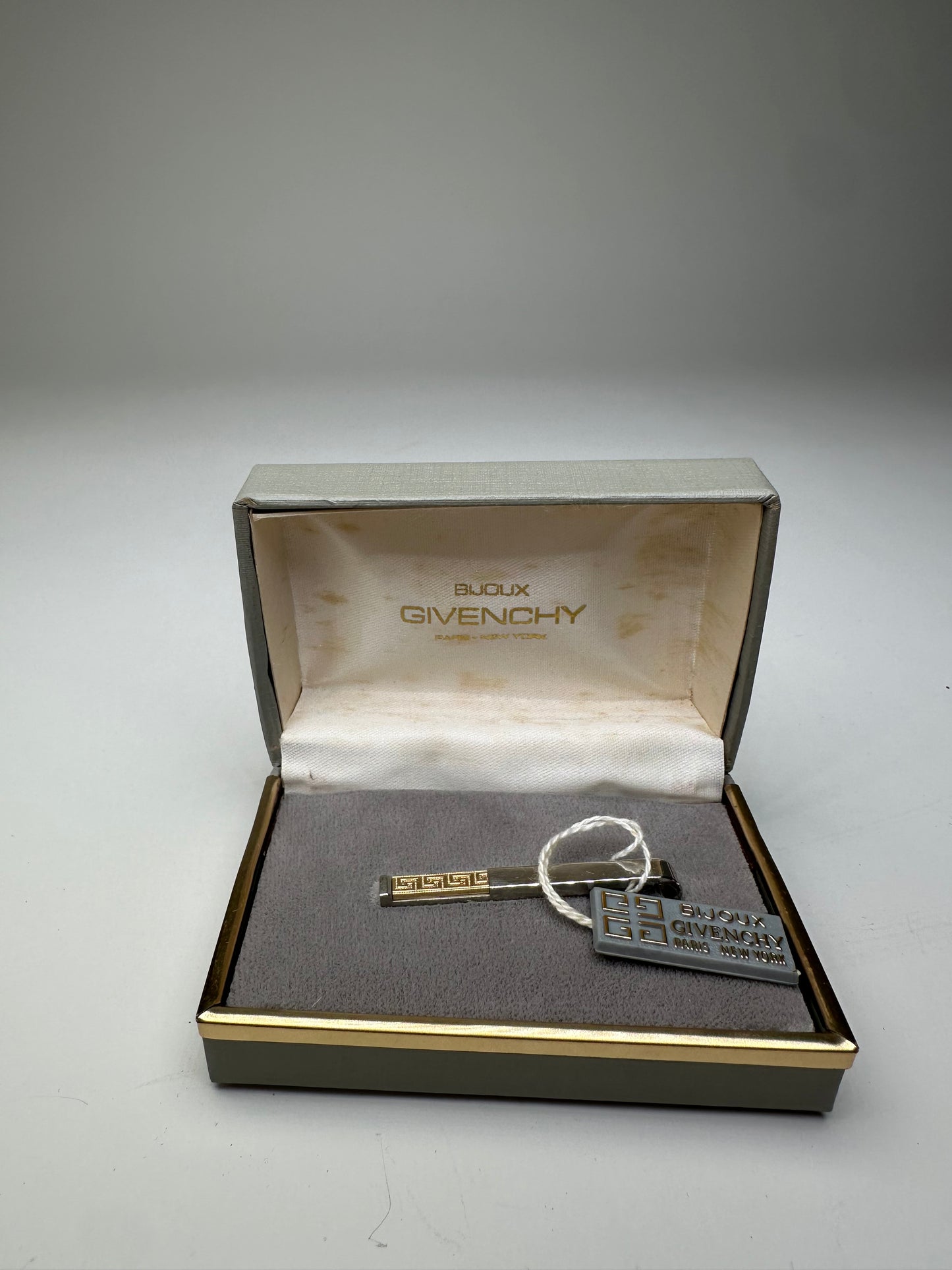 Vintage Givenchy Logo Brooch Silver Gold with Box