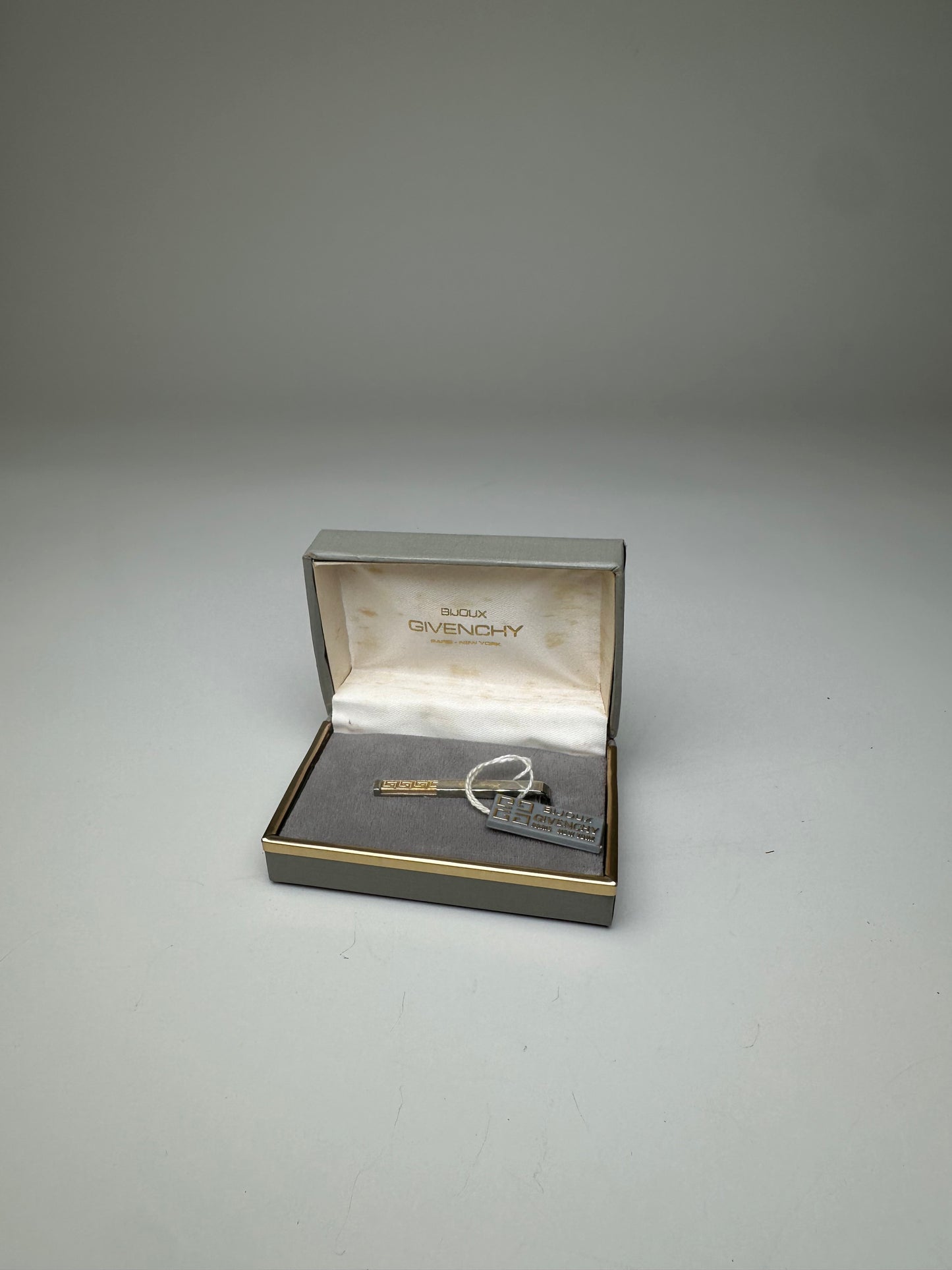 Vintage Givenchy Logo Brooch Silver Gold with Box