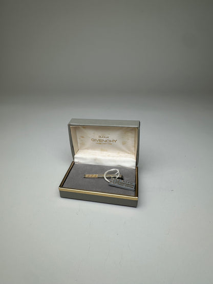 Vintage Givenchy Logo Brooch Silver Gold with Box