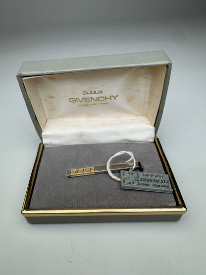 Vintage Givenchy Logo Brooch Silver Gold with Box