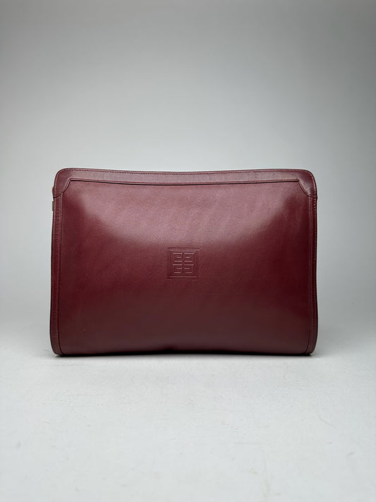Vintage Givenchy Leather Clutch Burgundy