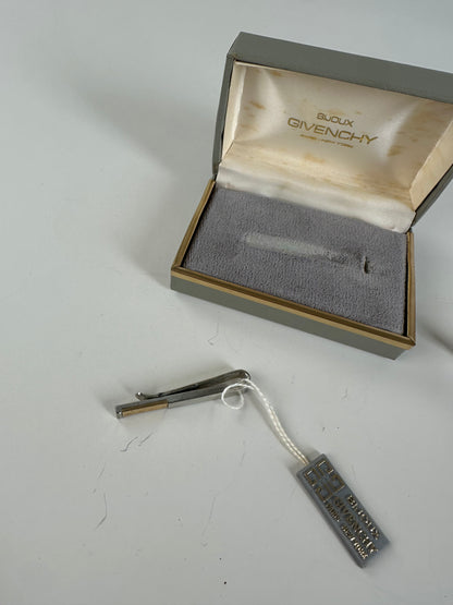 Vintage Givenchy Logo Brooch Silver Gold with Box